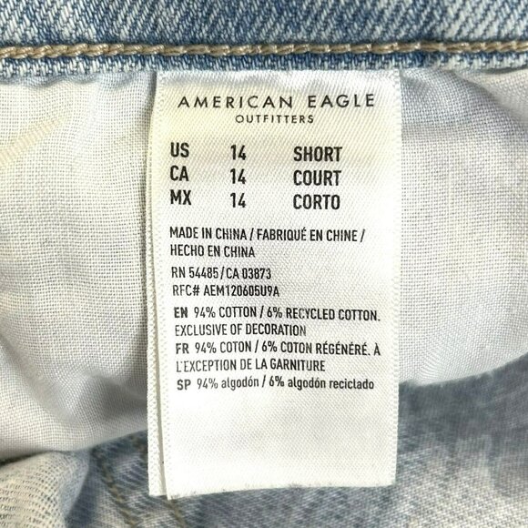 American Eagle Jeans Womens Size 14 Short 90's Straight Leg Light Wash Denim - Picture 4 of 5